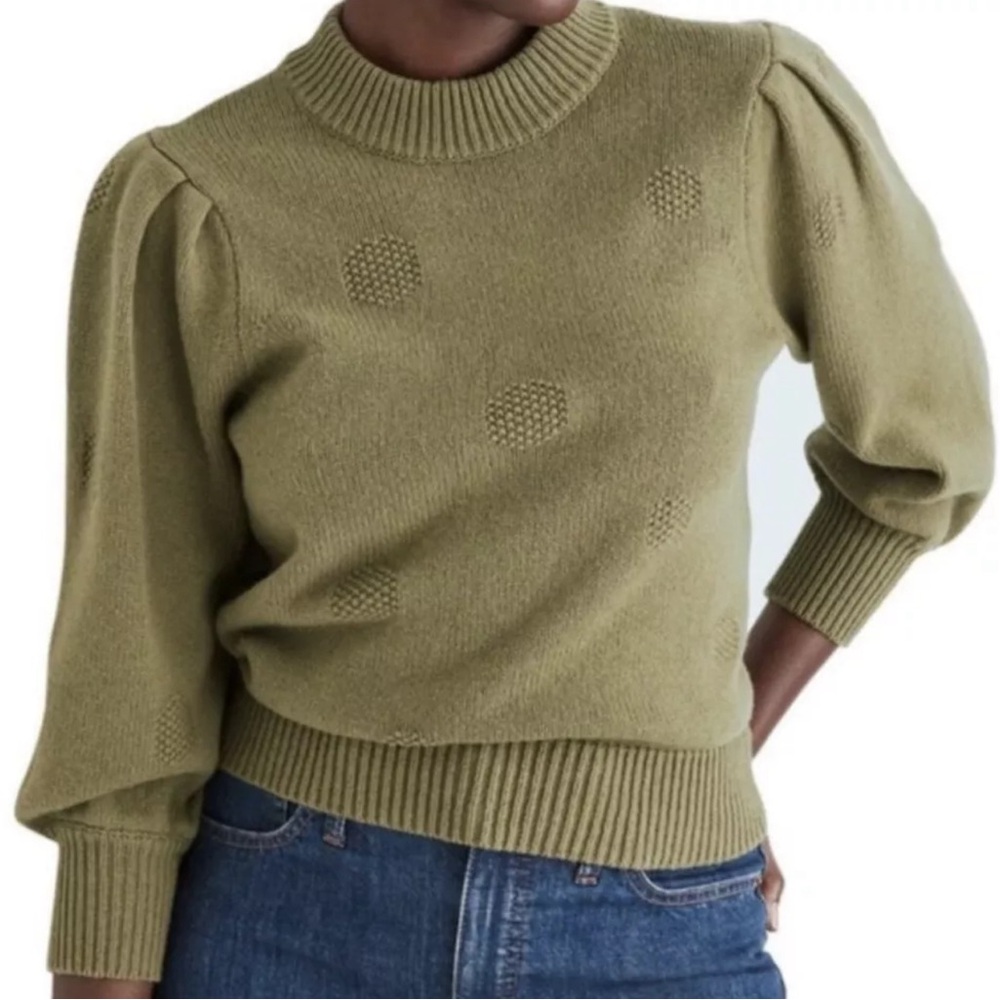 Madewell Textured Dot Olive Sweater